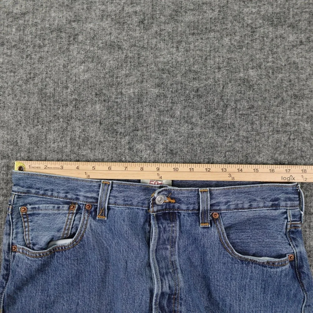 Levi's 501 Jeans Mens 36x30 Blue Denim Straight Leg Button Fly Made in‎ Haiti
